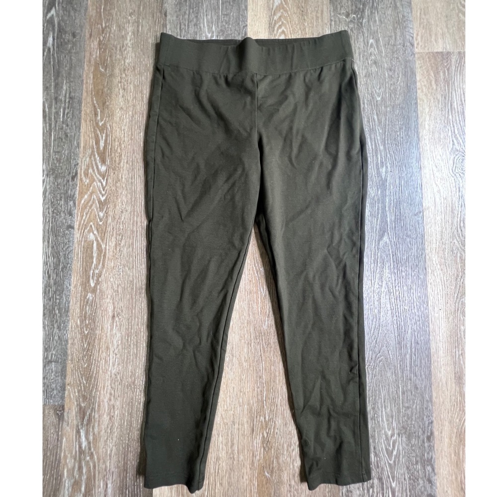Loft Legging Women Size L Olive Green Pull On Stretch Knit Ankle Pants